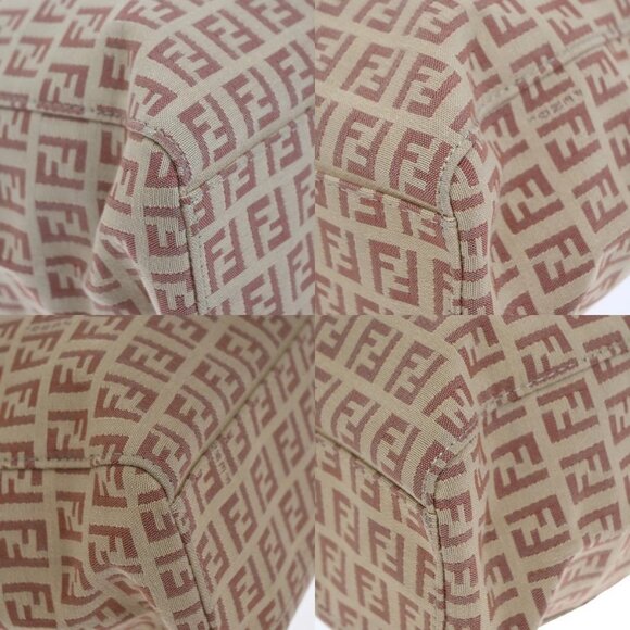 FENDI Logo Zucca Zucchino Pattern Hand Bag Canvas Leather Pink Italy 35EF744 - Picture 6 of 16